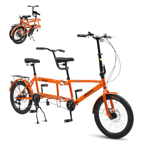 Foldable Tandem Bike 20" 7-Speed Steel Cruiser for Adults