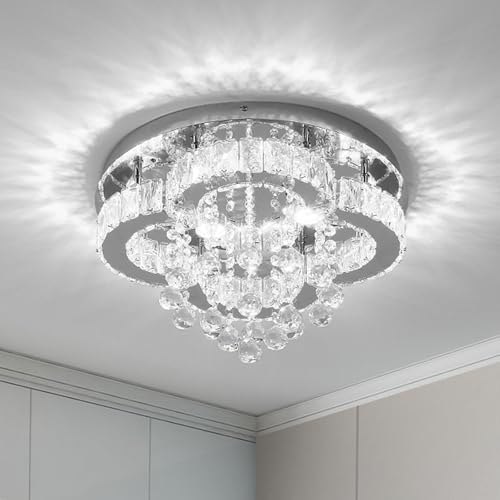 Vinilky Crystal LED Ceiling Light Chandelier, Modern Flush Mount Lighting