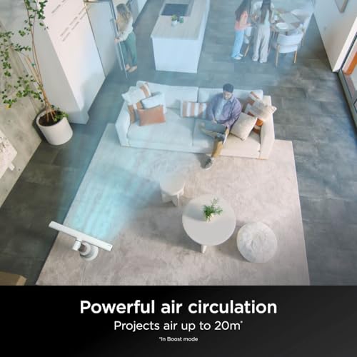 Shark TurboBlade TF200SUKWH Ventilateur tour sans pales multidirectionnel haute vitesse projette de l'air jusqu'à 20 mètres puissance silencieuse, 10 vitesses, pivot, oscillation à 180°, télécommande