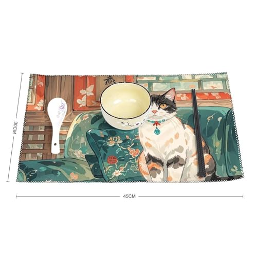 Set de table infroissable et résistant à la chaleur lot de 6 chats - 3