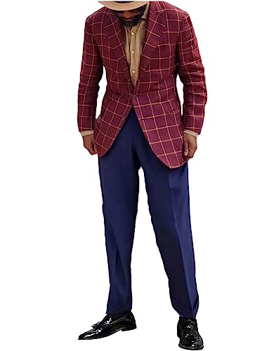 Costume deux pièces homme avec veste à carreaux et pantalon uni Kromoc