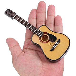 Garosa 15 cm en Bois Miniature Guitare Ornement Mini Instrument de Musique décor Maison de poupée modèle décoration de… – Image 4