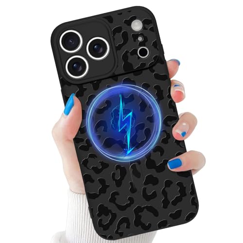 tharlet Compatible with iPhone 17 Pro Cheetah Case, Compatible with MagSafe, Shockproof Soft TPU Anti Scratch Protective Cheetah Print Women Girls Case for iPhone 17 Pro 6.3'' Black Leopard by tharlet - Used condition - US$9.79