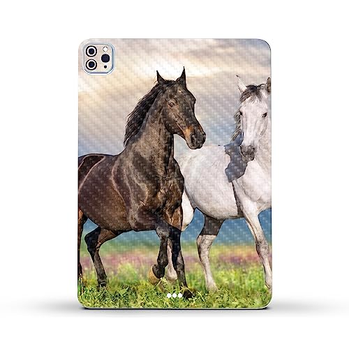 Image of MightySkins Carbon Fiber Skin Compatible with Apple iPad Pro 11 inch M2 4th Gen (2022) Full Wrap Kit - Horse Contrast | Protective Durable Textured Carbon Fiber Finish | Easy to Apply | Made in The USA