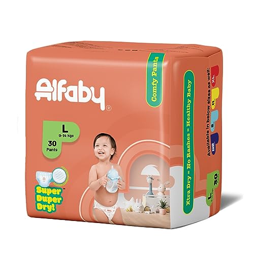 Image of Alfaby Baby Diapers | L size | Super Dry Comfy Pants | Long Lasting Dryness | Leak Proof Diapers | Uninterrupted Baby Sleep | Comfortable Fit | 12 hrs protection (L - 42)