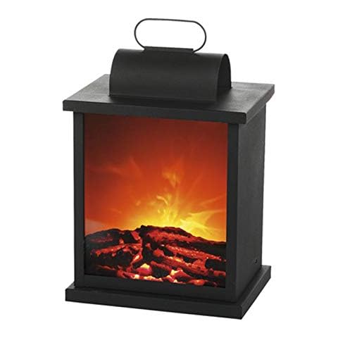 Metall und Glas - LED Kaminfeuer- Laterne Cover