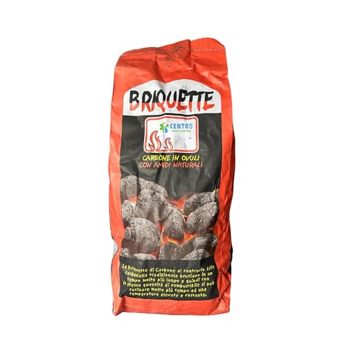 Briquette Carbone in Ovuli per Barbecue, 3 kg, con Amidi Naturali, Formato Pratico per Grigliate