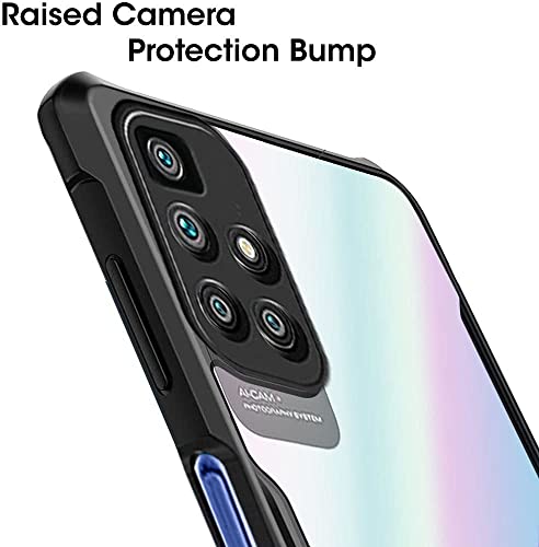 Image of Designerz Hub Case Transparent Crystal Clear Hard PC Back Case with TPU Bumper, Military-Grade Drop Protection, Shockproof Anti-Scratch case Cover for Redmi 10 Prime - Black