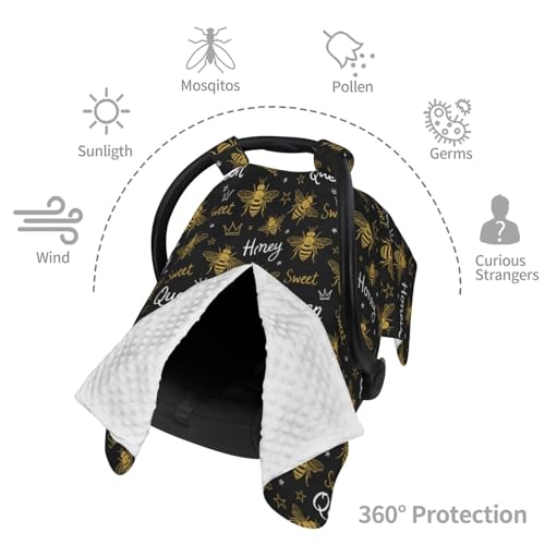 Image of Honey Bees Baby Car Seat Canopy Nursing Cover for Newborn Car Seat Breastfeeding Covers Blanket Newborn Shower Gift