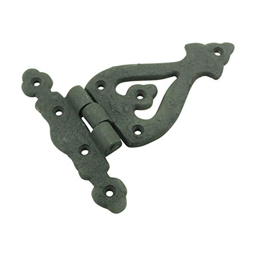 Renovators Supply Manufacturing Cabinet Door Strap Hinge With Hardware 5 3/8 In. Black Wrought Iron Flush Mount Hinge For Cabinets Pack Of 6 #TOP6