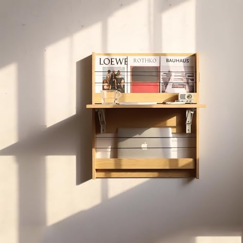 Bureau mural flottant blanc table d'écriture pliante en bois pour ordinateur - 2