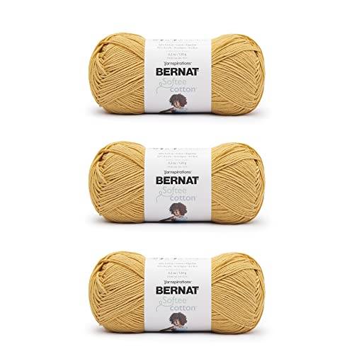 Image of Bernat Softee Cotton Golden Yarn - 3 Pack of 120g /4.25oz - Nylon - 3 DK (Light) - 254 Yards - Knitting, Crocheting & Crafts