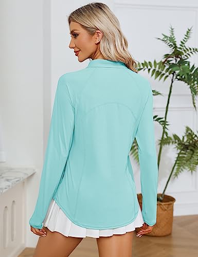 Image of LOMON Women Long Sleeve Shirts Sun Protection 1 /4 Zip Summer Quick Dry Hiking Shirts Quarter Zip Pullover for Women