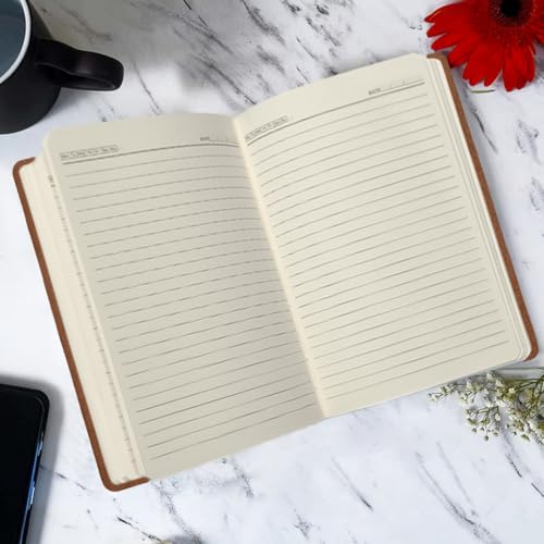 Image of Giftana Personalized Diary with Name, Customized Leather Notebook Diary with Magnetic Flip Lock, A5 Size, 192 Ruled Pages Office Diaries for Writing, New Year Corporate Gifts for Employee (Brown 2)