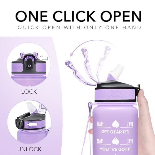 Image of Hyeta 32 oz Water Bottles with Times to Drink and Straw, Motivational Water Bottle with Time Marker, Leakproof, Drinking Sports Water Bottle for Fitness, Gym and Outdoor