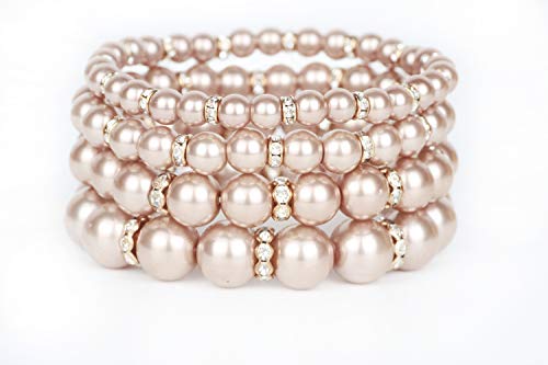 Coiris 4pcs /Set Imitation Pearl Bracelets Crystal Women Multi Layer (BR1113)2