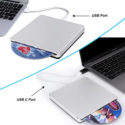 Guamar External DVD Drive,USB Type C Superdrive CD/DVD+/-RW Burner CD ROM Optical Disk Reader Writer Player for Laptop Apple Mac MacBook Pro Air PC Windows 11