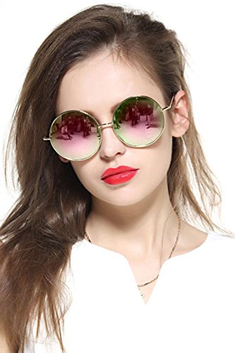 GEELOOK Round Sunglasses For Women & Men - Oversized Circle Mirrored Polarized Lenses, Metal Frame - View #4