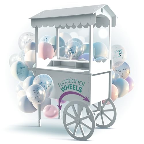 DS THE DISPLAY STORE PVC Candy Cart with Wheels for Parties - Dessert Stand on Wheels – Ideal for Birthdays, Weddings, and Vendor Displays