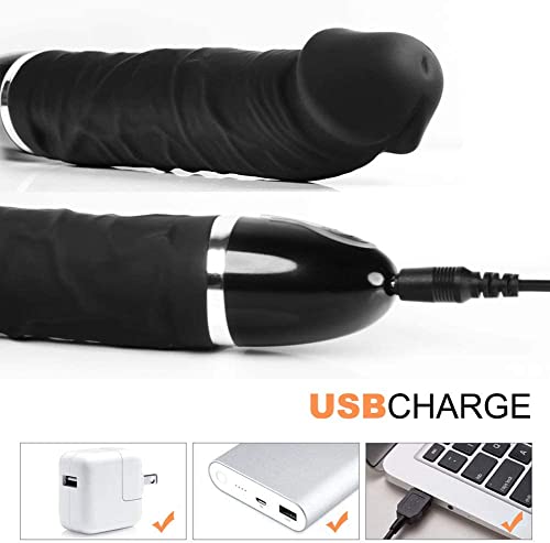 Realistische Vibratoren für sie Klitoris und G-Punkt Stimulator, Silikon Massagestab für Frauen Sex-Spielzeug Wasserdicht, AV-Vibrator mit 7 Vibrationsmodi, USB wiederaufladbar, Schwarz – Bild 4
