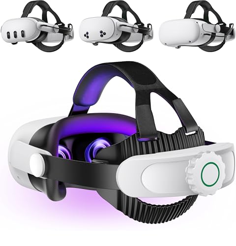 Headstrap für Meta Quest 3 mit 10000mAh Akku, Elite Strap Zubehör für Meta Quest 3S mit Verstellbarem Knopf/Reduziert den Gesichtsdruck und Verbessert den Komfort, Strap Kompatibel mit Quest 2/3/3S