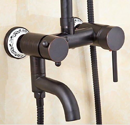 Mitigeur douche pluie noir laiton mural complet avec douchette Gowe - 6