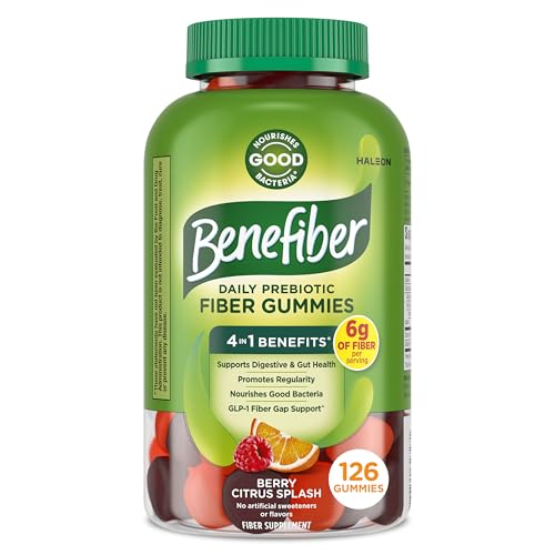 Benefiber Prebiotic Fiber Supplement Gummies for Digestive Health Citrus Berry Splash Flavor - 126 Count