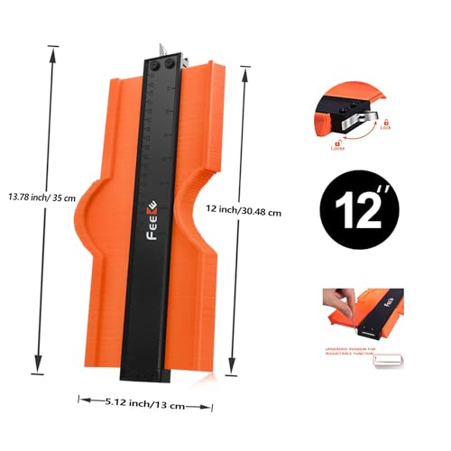 image for Feeke Contour Gauge (12 Inch) with Lock Profile Tool, Gifts for Men Da