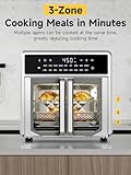 Kitchen Elite Air Fryer French Door Oven,15.8 Qt Toaster Oven Countertop Combo,18 Presets & 1 Preheat & Light, Airfryer Basket,Wire Rack,Baking Pan,Crumb Tray,Compact Design,Stainless Steel,Small
