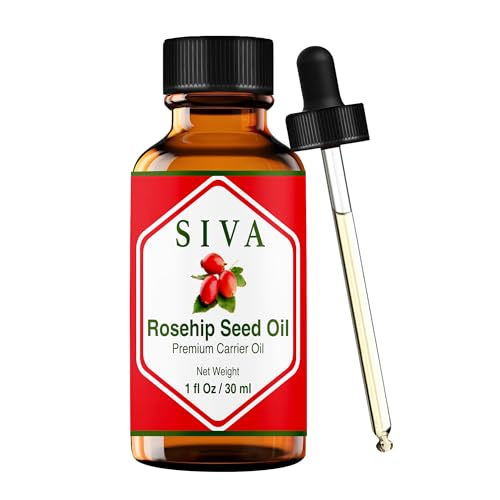 SIVA Rosehip Seed Oil 1oz (30ml) Premium Cold-Pressed Carrier Oil With Dropper For Face Skin Care Body Massage Hair Care Hair Oiling & Scalp Massage