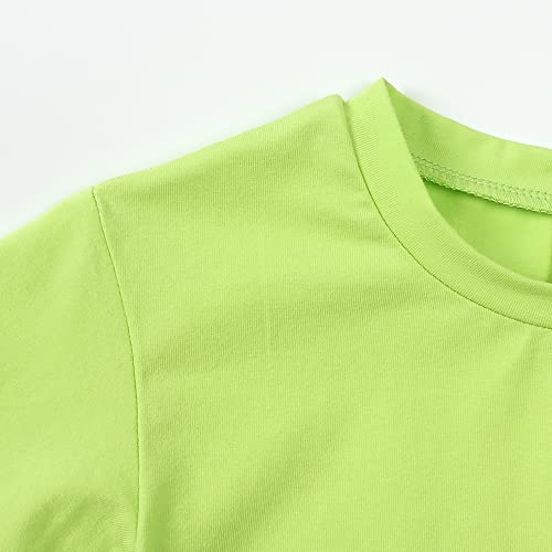 Image of HahaNice Toddler Girls Summer Outfits Cotton Solid T-Shirt & Biker Shorts Set for Little Girls 2 Pcs Tracksuits