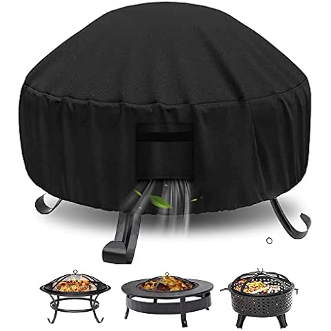 Fire Pit Cover,Round Waterproof Patio Fire Bowl Cover Black,Built-in Vents,for 22 Dia x 16 H Inch Round Firepit,Black (22 Dia x 16 H) Cover