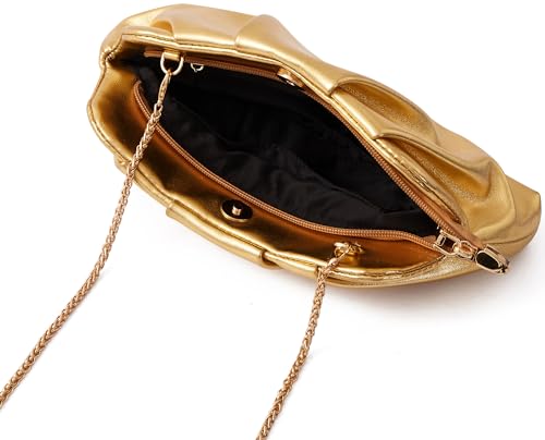 Women's Evening Bag Ruched Clutch Purse Detachable Chain Crossbody Bag - Image 6