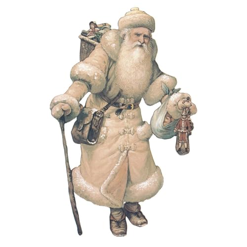 Christmas Victorian Santa Overglaze Ceramic Decals 7.5 Inch (3 Decals)