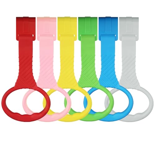 Atopxing 6PCS Playpen Baby Pull Up Rings - Premium Baby Handles for Play Pen Standing Up - Plastic Walking Exercises Assistant Rings for Infants Babies Toddler - Ergonomic Handles - 6 Colors