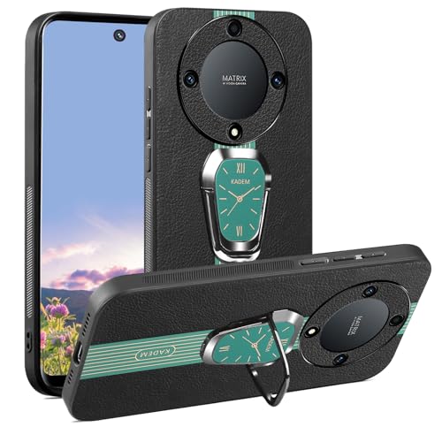 Coque Honor Magic 5 Lite en cuir noir chic avec anneau rotatif