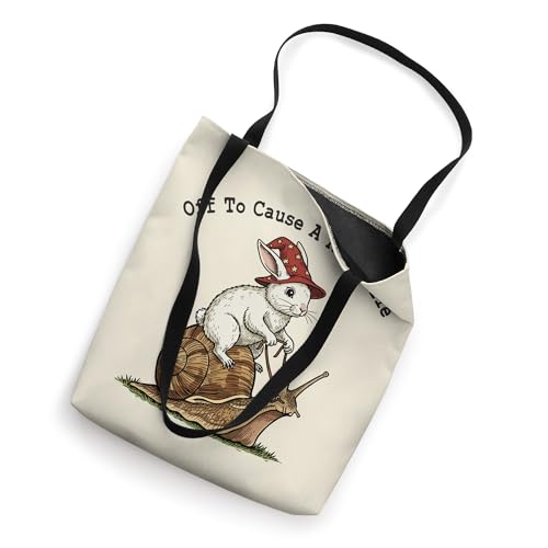 Off to Cause a Kerfuffle | Rabbit Riding Snail Weirdcore Tote Bag