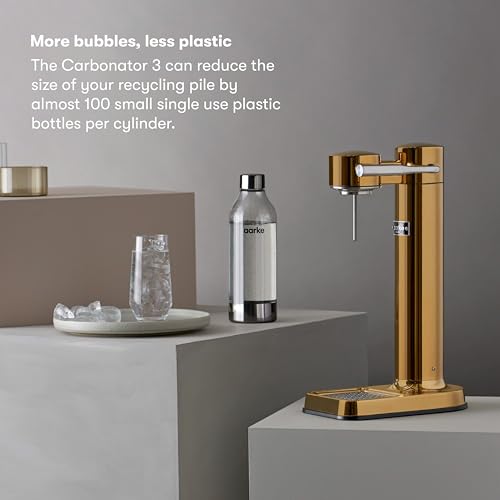 Image of Aarke Carbonator 3 - Premium Sparkling Water Maker, Gold | Stainless Steel, Cordless Soda Maker for Home, Carbonated Water Machine, BPA-free PET Bottle Included