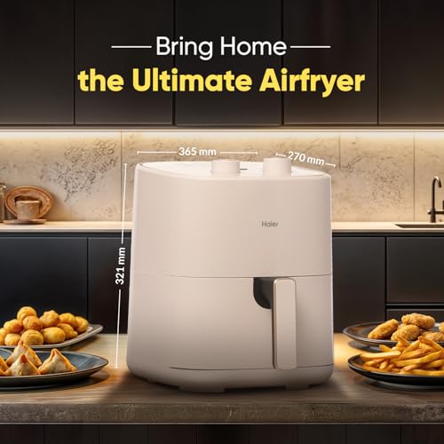 Image of Haier Air Fryer 5 Litre Manual Control 1500 Watts Powerful Heating 3D Hot Air Baking Technology 10 Preset Recipes Auto Shut off 2 Year Warranty HAF-M503I