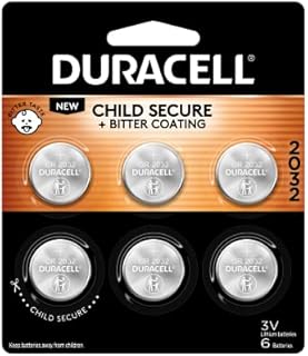 Duracell CR2032 3V Lithium Battery, Child Safety Features, 6 Count Pack, Lithium Coin Battery for Key Fob, Car Remote, Glucose Monitor, CR Lithium 3 Volt Cell
