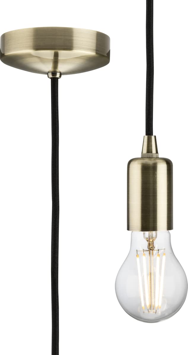 Knightsbridge Antique Brass 1.8M E27 Contemporary Pendant Set - (8270L)