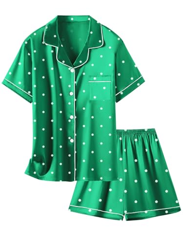 Image of Girls & Womens Satin Pajamas Set, Silk Button-Down Sleepwear 2 Piece Nightwear, 3 Years - Women XXL