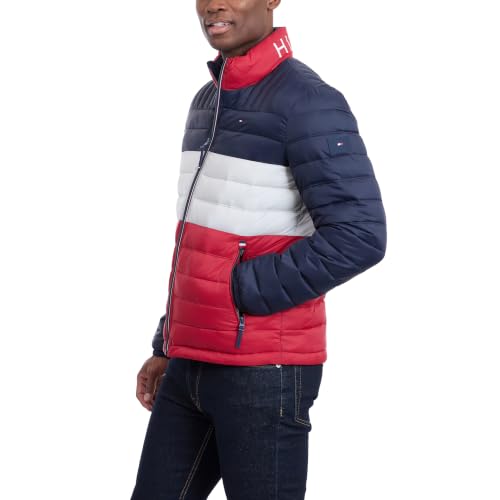 Image of Tommy Hilfiger Mens Embroidered Logo Puffer Jacket