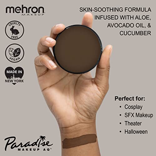 Image of Mehron Makeup Paradise Makeup AQ Pro Size | Stage & Screen Performance, Face & Body Painting, Beauty, Cosplay, and Halloween | Water Activated Face Paint, Body Paint 1.4 oz (40 g) - Dark Brown