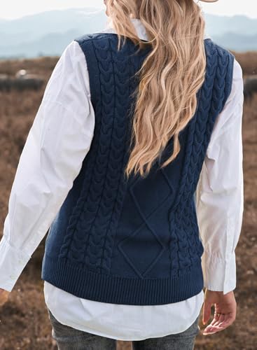 Image of EVALESS Oversized Sweater Vest for Women V Neck Sleeveless Solid Color Loose Pullover Sweater