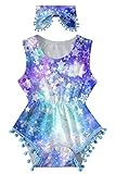 Leapparel Blue Galaxy Newborn Clothes Sleeveless Summer Outfit for 0-3 Months Girls Funny Star Playsuit with Headband Round Neck Baby Girl Rompers