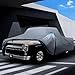 Chevy C10 Truck Cover Custom Fit 1960-1995 Regular/Extended/Crew Cab SB(6.4'-8.5') with Door Zipper, 10 Layer Pickup Truck Cover Waterproof All Weather, Car Tarp for Wind Dust Sun etc Protection.