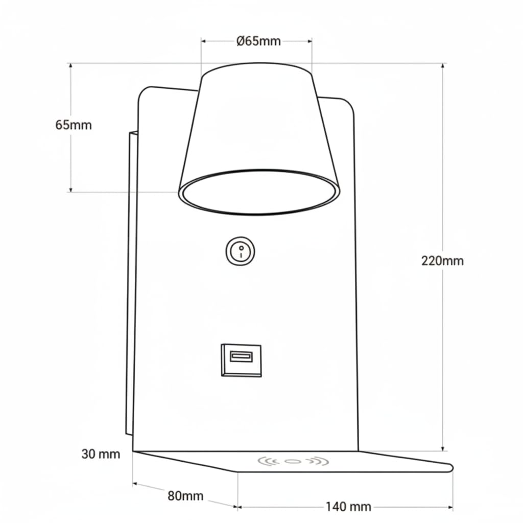 BARCELONA LED Wandleuchte "BASKOP W" Leselampe 6 W schwenkbar Kabellose Ladestation + USB-Port Moderne Wandleuchte ideal für Kopfteil, Schlafzimmer oder Schreibtisch
