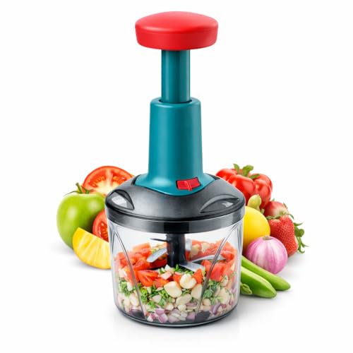 OBEROI'S TRADERS Manual Push Chopper 1100 ml, 5 Blade Vegetable C...