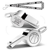 QIBAJIU Whistles with Lanyard, Coach Whistle, Basketball Gifts for Coach, Funny Basketball Coach Gifts for Men Women Teacher, Thank You Cheer Coach Gift, You Don? Scare Me I Coach Women Soccer